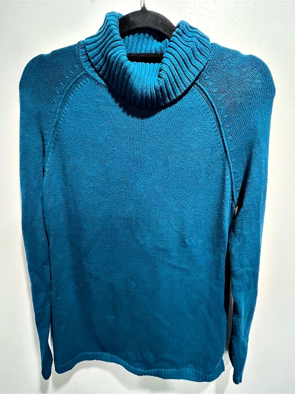Jeanne Pierre Cowl Neck Cotton Sweater in Blue Size Medium